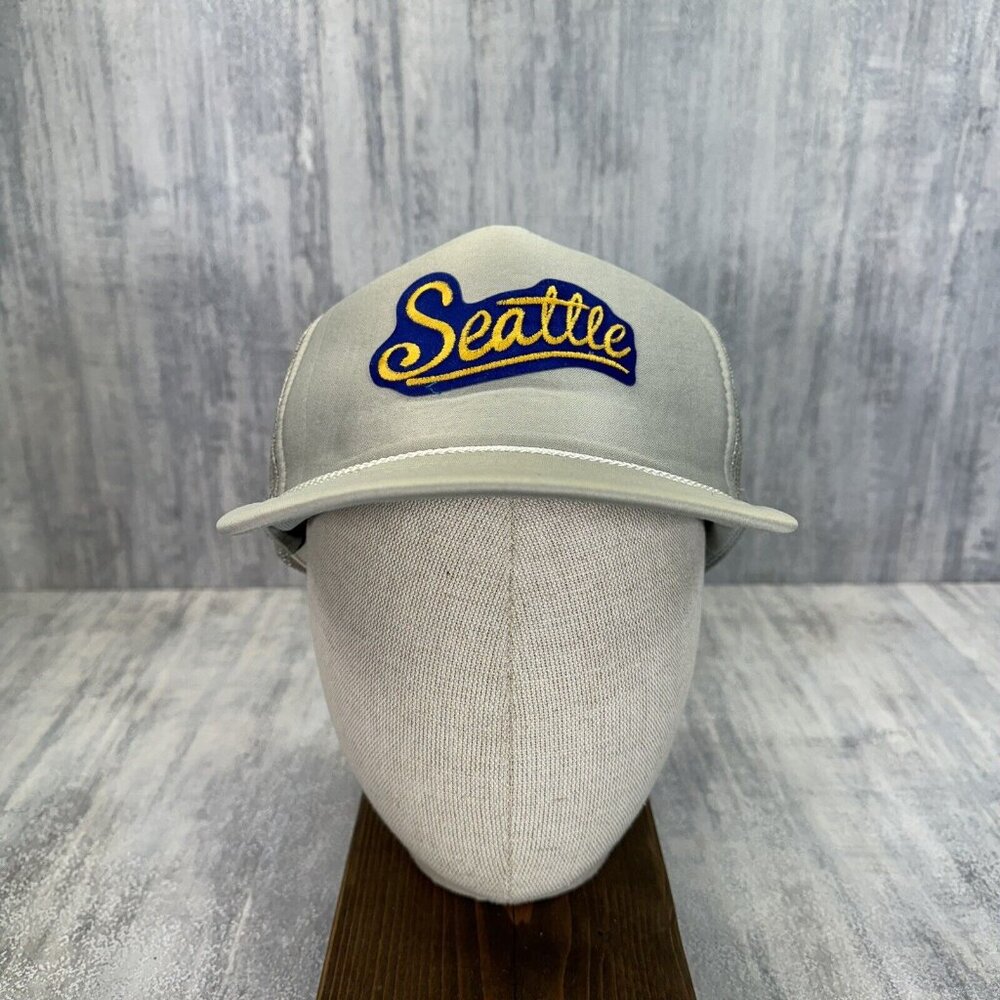 Seattle Grey Trucker Hat Smith Western Co Mesh Snap Back Vtg Cap